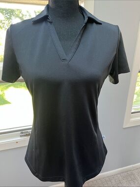Lady Hagen Black Short-Sleeve V-Neck Polo Tee